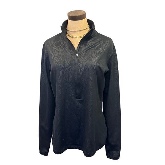 NIKE Pro Dri-fit Black Snakeskin 1/4 zip Pullover Top Jacket Shirt Women size XL - Picture 1 of 8